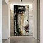 Женская Картина на холсте с изображением лица, художественные плакаты и принты со слезами для девушек, настенные картины на стену для гостиной, домашний декор