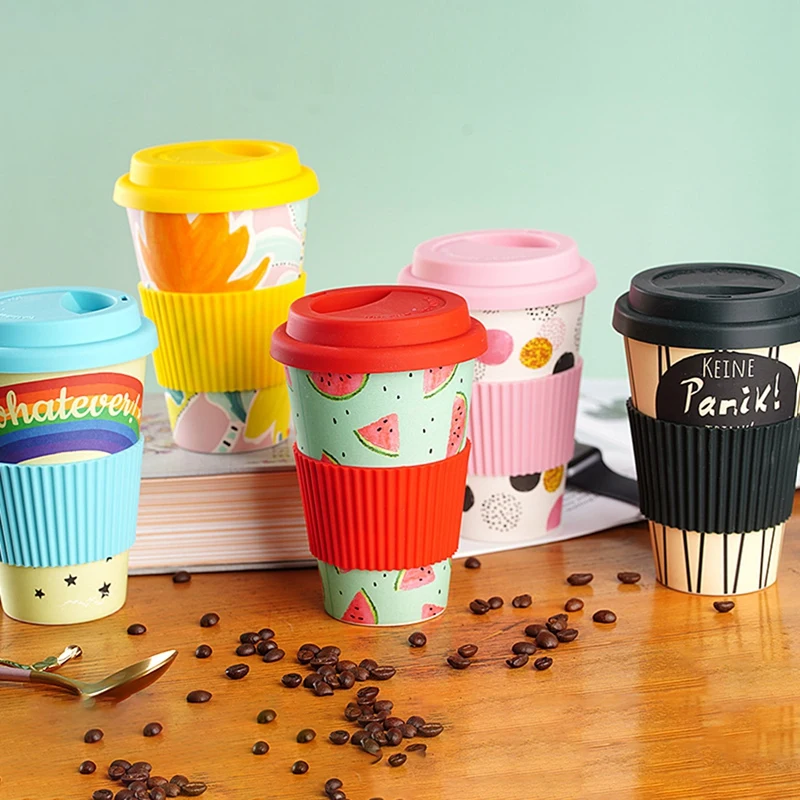 

New Reusable Bamboo Fibre Coffee Cup Mugs Portable Drink Cups Eco-Friendly Coffee Tea Water Juice Mug Gift For Outdoor Travel