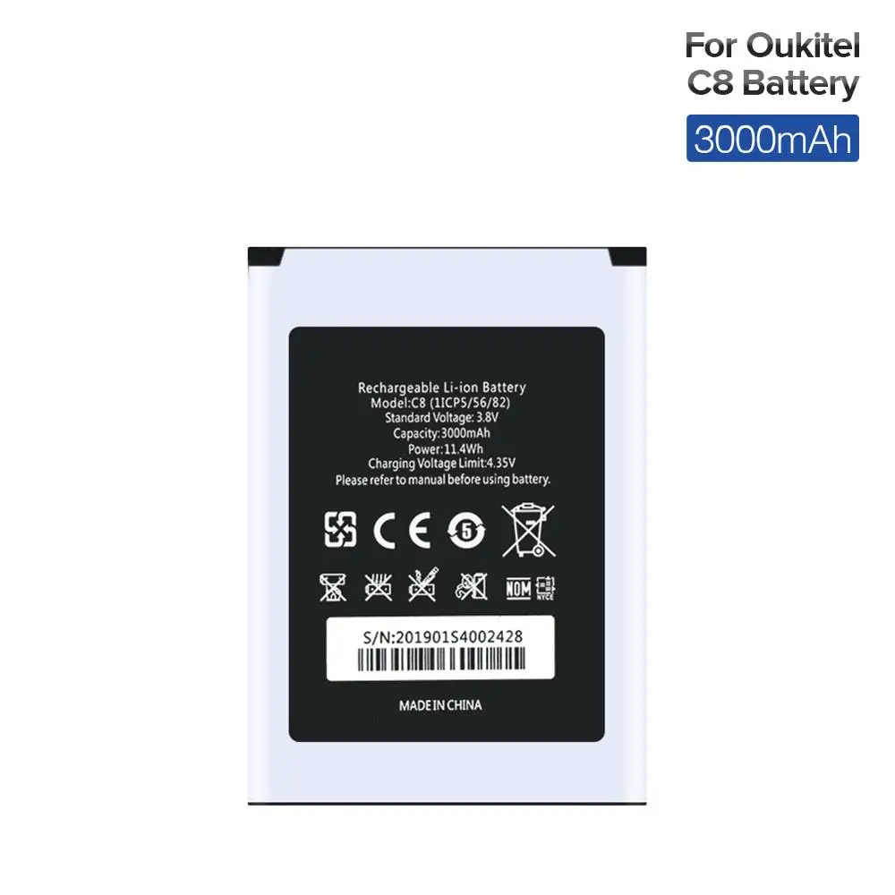 Новый литий ионный аккумулятор 3 8 в 3000 мАч для смартфона Oukitel C8 сменные батареи