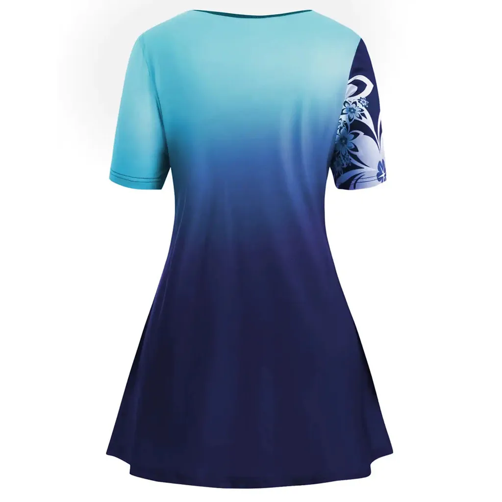 Блузка женская с принтом и коротким рукавом на пуговицах | Женская одежда