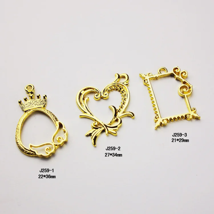 5 шт./лот прямоугольная металлическая оправа в форме сердца подвеска с подвеской