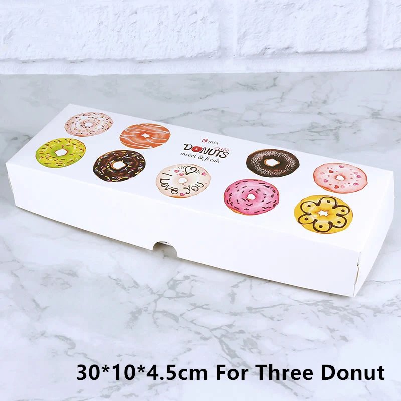 For Three Donut LBSISI Life 20 шт. бумажная коробка для пончика для детского душа подарочные коробки пончик тема День рождения Рождество вечеринка украшения Детские сувениры - Цвет: For Three Donut