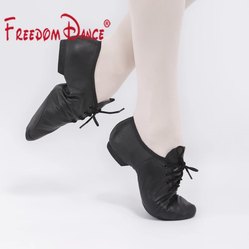 Джазовые танцевальные туфли из натуральной кожи на шнуровке для мужчин и женщин