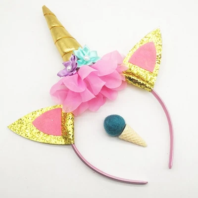 golden hair hoop Единорог тема вечерние Unicornio одноразовая посуда Единорог Декор поставки День Рождения украшения Дети Единорог вечерние сувениры - Цвет: golden hair hoop
