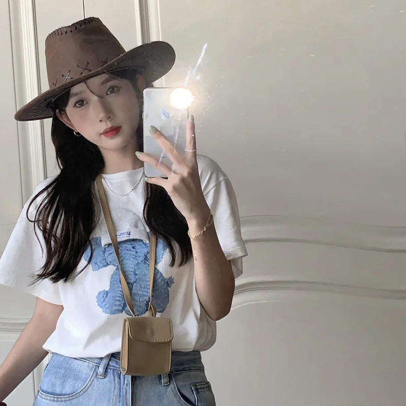 Белая футболка с коротким рукавом женский летний топ новинка 2021 модный Свободный