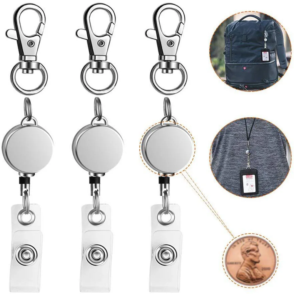 

1pcs Retractable Id Card Holder Nurse Badge Reel Clip Badge Holder Students Teacher Doctor Metal Keychain