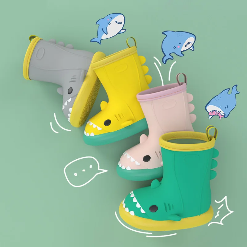 

Toddler Girl Rainboots Classic Cartoon Shark Waterproof Children's Shoes Kids Rain Boots Eva Baby Water Shoes Boy Rain Boots