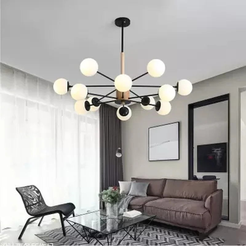 Светодиодная люстра с регулируемым блеском для гостиной деревянные подвесные