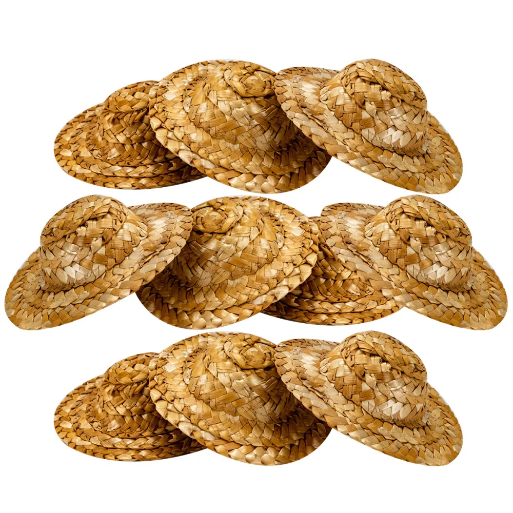 10 шт. миниатюрная Плетеная соломенная шляпа ручной работы творческая шапка для