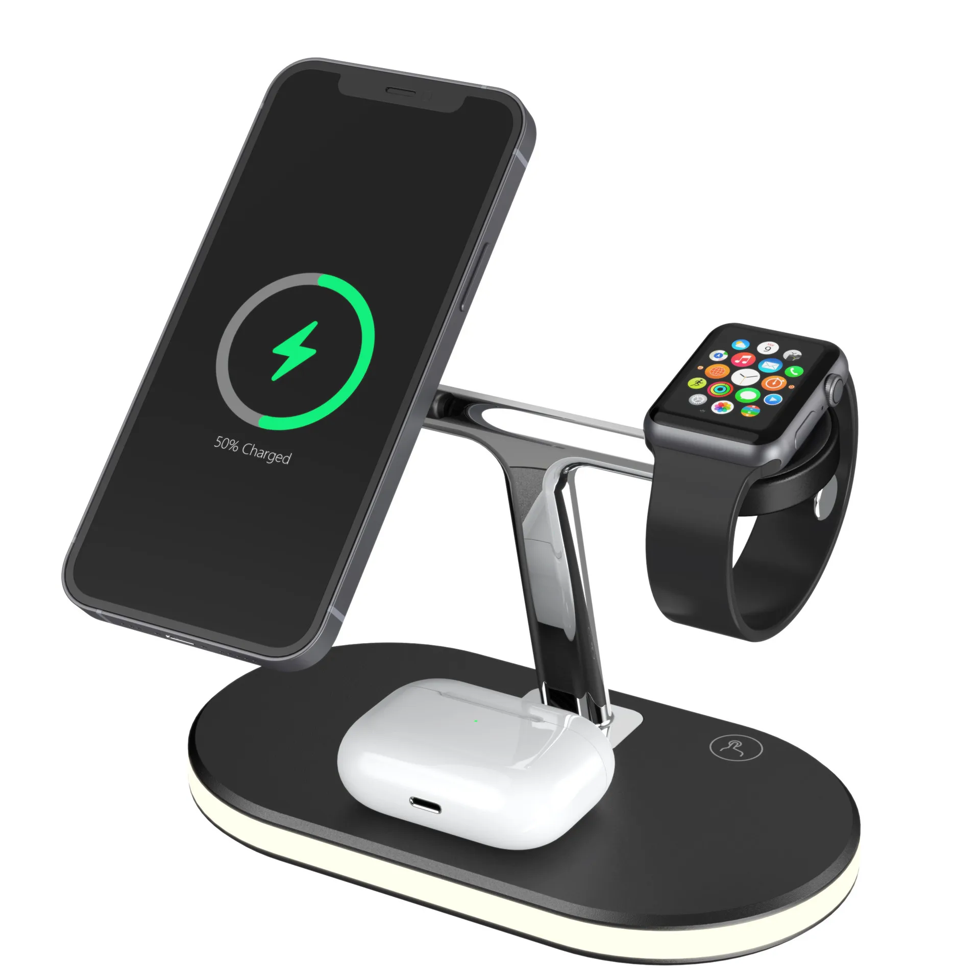 HOJIWI 3 In 1 Magnetic Fast Wireless Charger For IPhone 12 Wireless Charging Dock Stand 15W For Apple Watch AirPods DA01