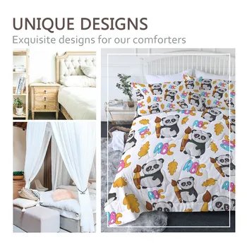 BlessLiving Pandas Bedding Queen Cartoon Air-conditioning Comforter for Kids Back to School Quilt Set Animal colcha verano 3pcs 2