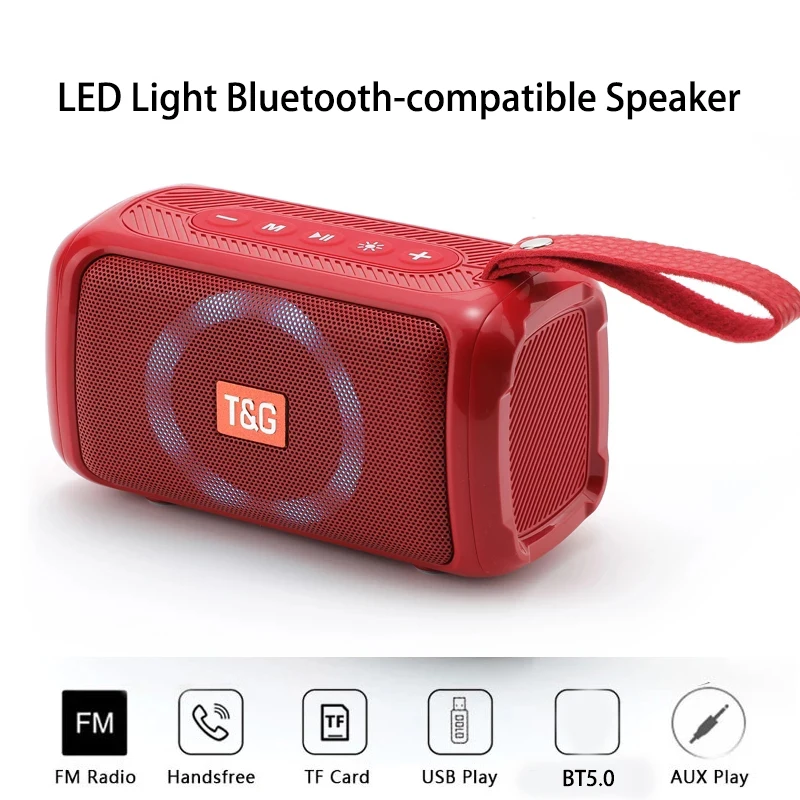 

Portable Speaker Wireless Bluetooth-compatible LED Light Loudspeakers Waterproof Outdoor Subwoofer Boombox Sports Music Center