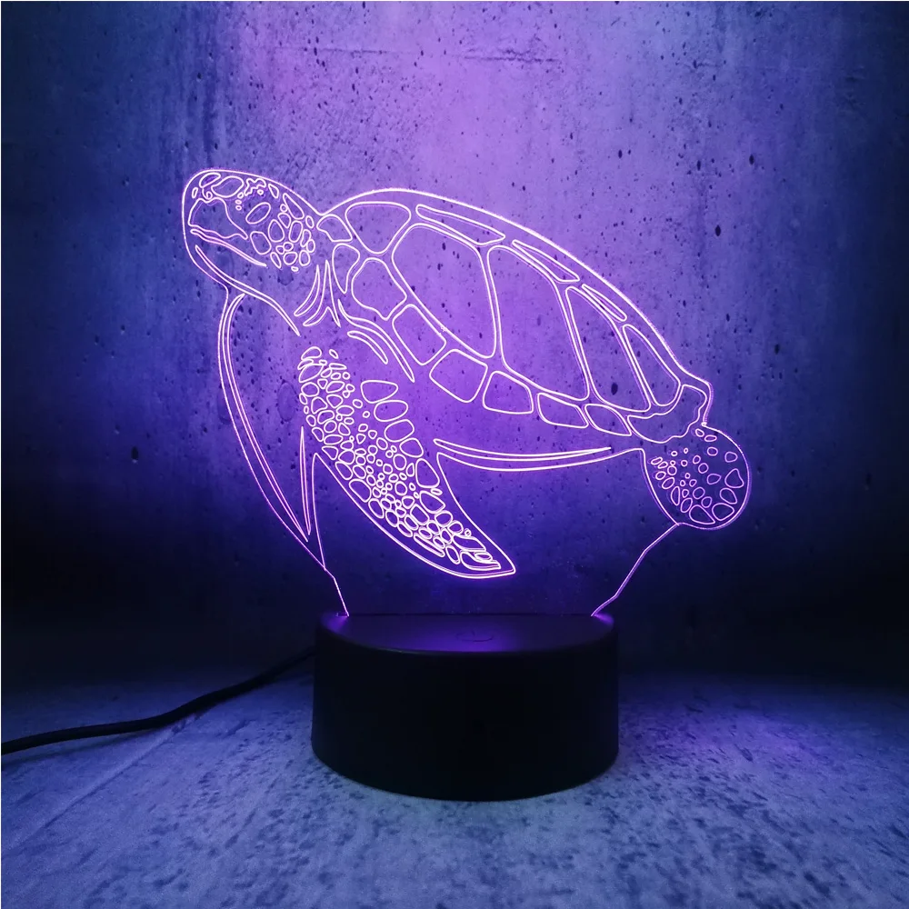 Черепаха 3D светодиодный светильник красочная Эволюция ночные светильники