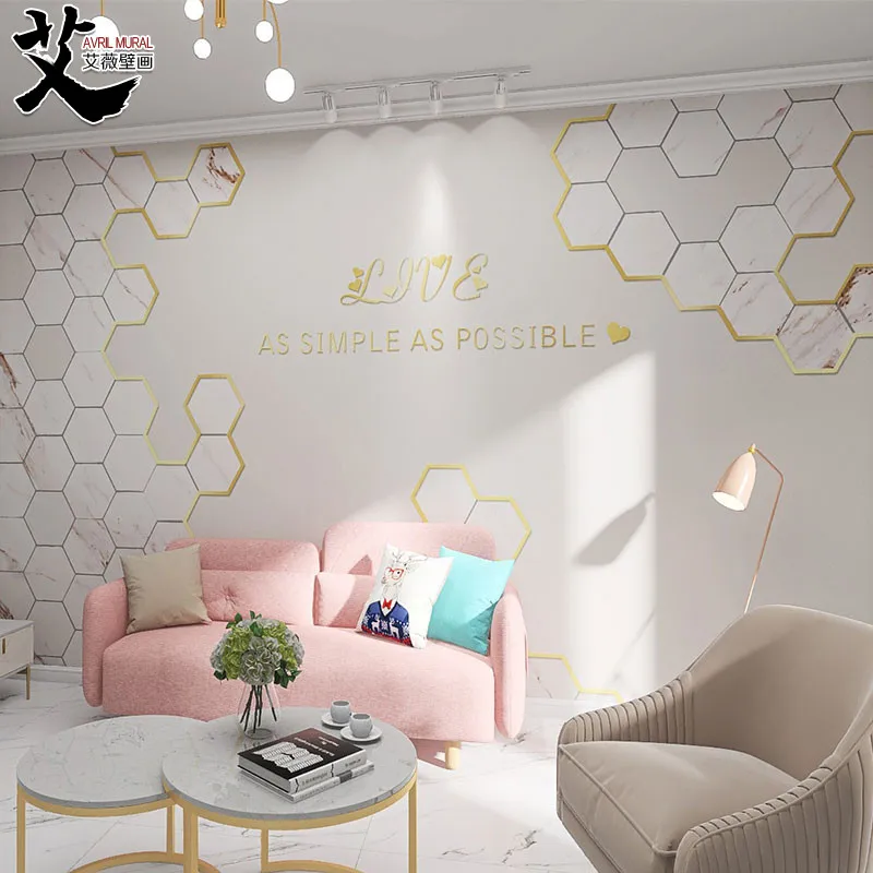 3D живой студийный геометрический мраморный фон Настенная роспись диван салон