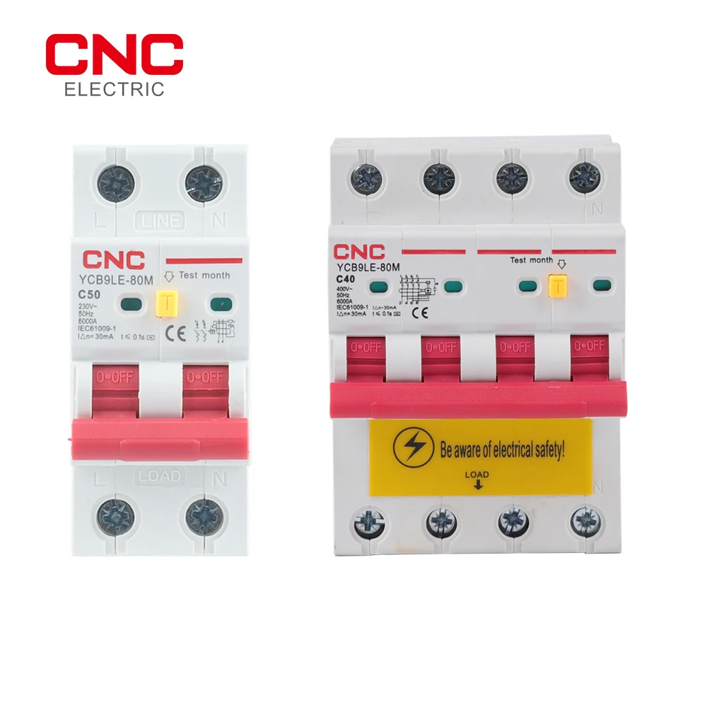 

CNC 2P 4P 230V RCBO MCB 30mA Residual Current Circuit Breaker With Over Current And Leakage Protection 6-63A YCB6HLN-63 PLUS