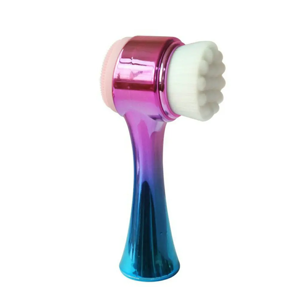 

Double Side Silicone Facial Cleanser Brush Face Cleaning Electroplated Face Washing Tools Brush Deep Clean Face
