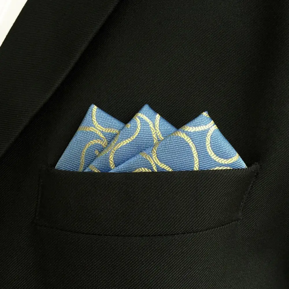 EH9 Пейсли синий желтый Карманный квадратный Свадебный Шелковый платок