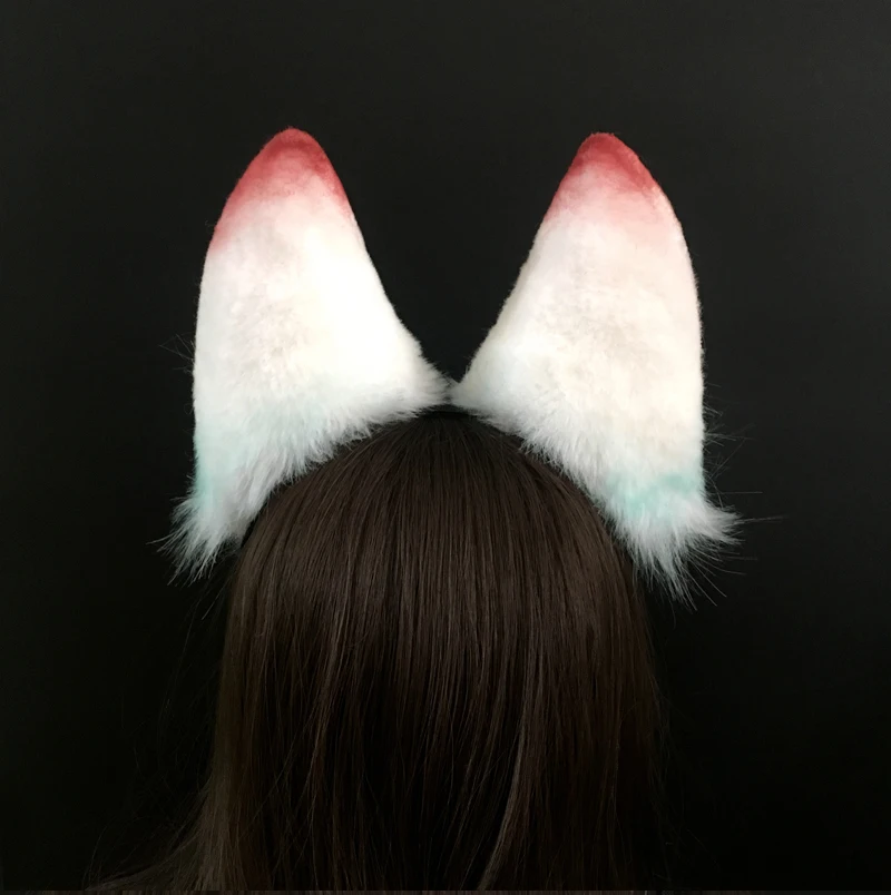 

Handwork Color Fox Animal Ears Headband Cosplay Lolita Props KC Simulation Plush Ear Hair Hoop Fox Tail Masquerade Accessories