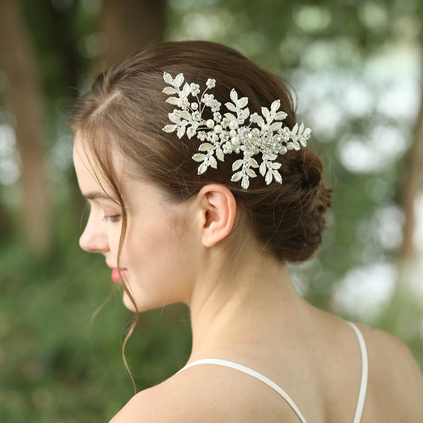 

Pearl Leaf Clip Headband Bridal Hair Accessories For Women Silver Color Wedding Headband Tiara Hair Clip Ornament Women Accessor
