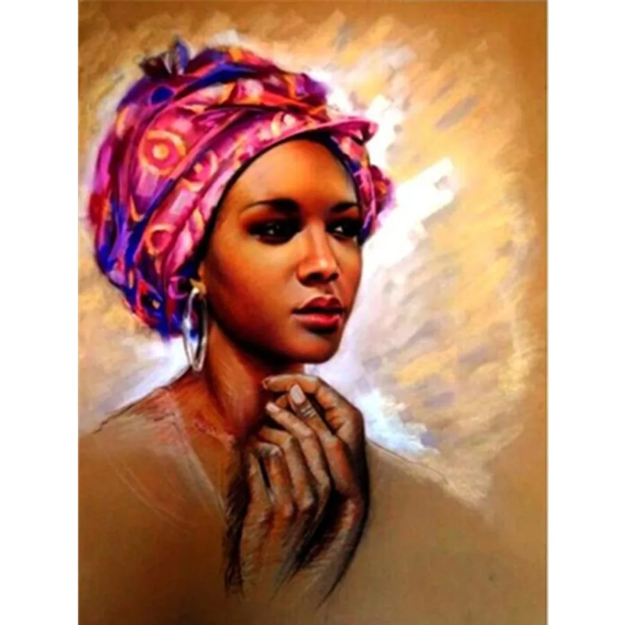 

5D DIY Diamond Painting African Woman Girl Full Square/Surrounded Diamond Embroidery Cross Stitch Mosaic Kit Christmas Gift,