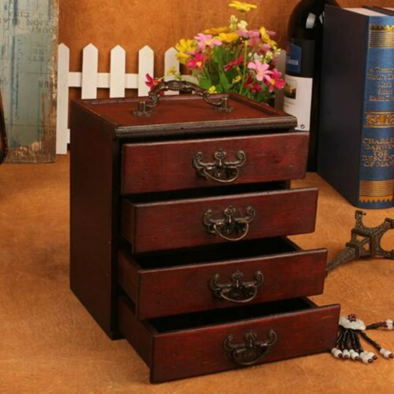 

Wooden Vintage Case Treasure Chest Jewelery Storage Box Ring Bracelet Organiser For Home Decorations