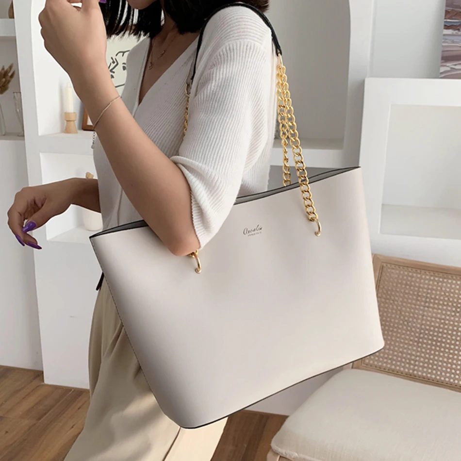 

New Luxury Female Hand Bag Pu Leather Shoulder Bags for Women 2021 Fashion Chain Shopper Bag Large Capacity Lady Travel Handbags
