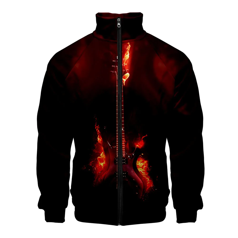 

2021 new arrival vintage guitar 3D printed stand-up collar zipper unisex long sleeve jacket Harajuku streetwear clothes xxs-4xl