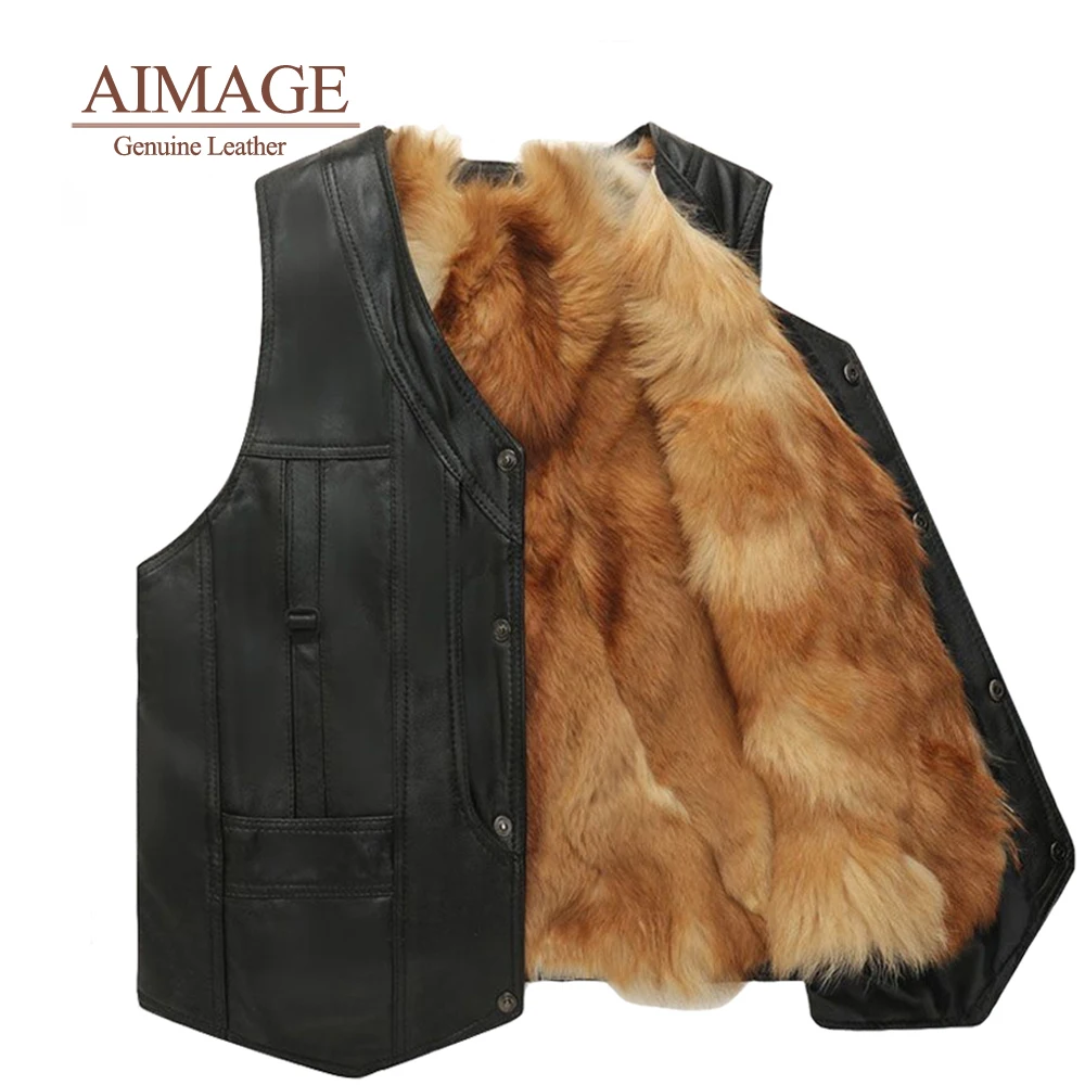 Мужская куртка из натуральной кожи Меховая и пальто зимний жилет тактическая