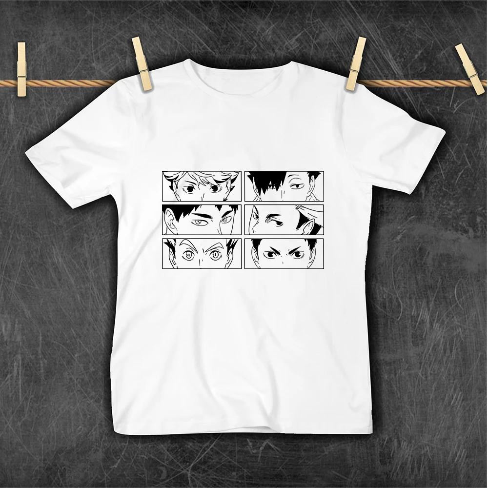 

Japan Anime Boys Clothes Haikyuu Comics Harajuku Style Kids Shirt Plus Size Urban Leisure Wear Basic White Blue Top Short Sleeve