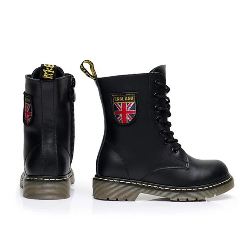 Детские мотоциклетные ботинки из натуральной кожи на шнуровке до середины