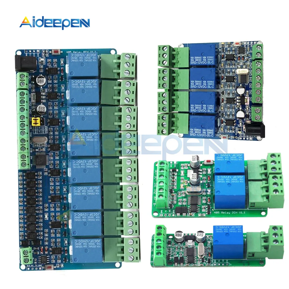 1 шт. Modbus rtu 2 4 8 канальный релейный модуль 485 TTL коммуникация входной 12 В|Реле| |