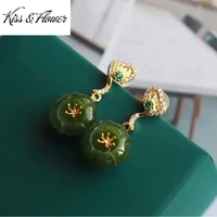 kissflower er247 fine jewelry wholesale fashion woman bride girl mother birthday wedding gift flower 24kt gold stud earrings