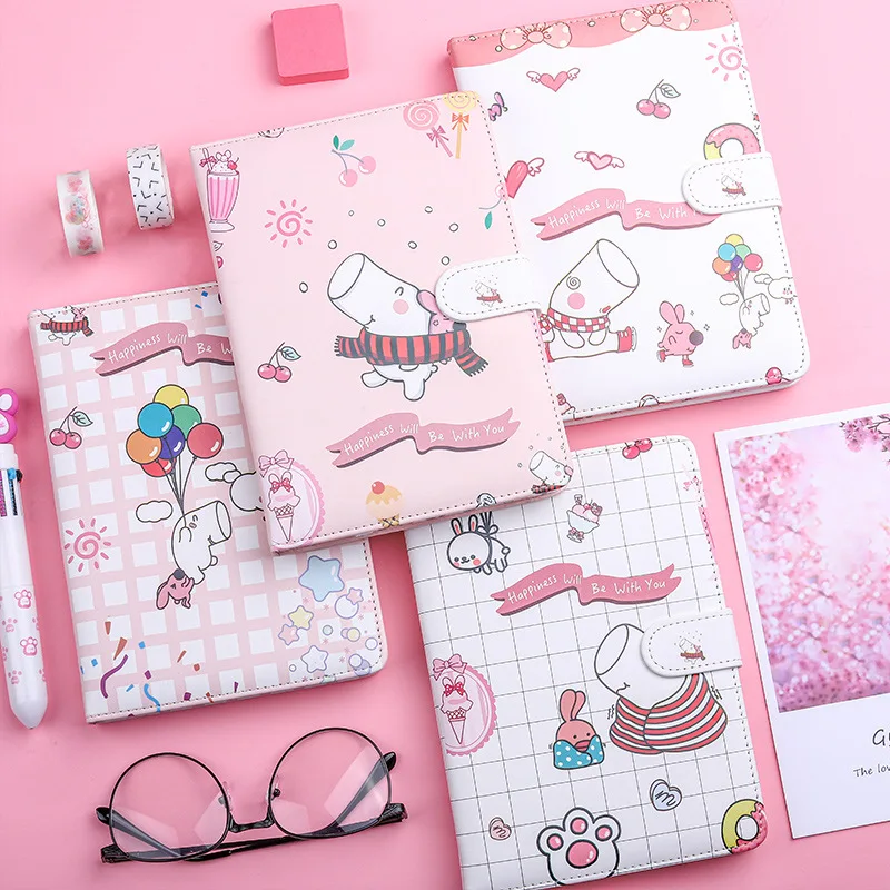 Kawaii Hippo Notebook PU Cover Line/Dot Page 224 Pages Diary DIY planner Weekly journal sketchbook School supplies | Канцтовары для