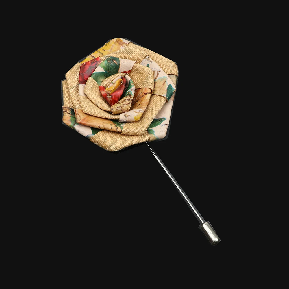 Новинка брошь из пробкового дерева с цветочным узором для мужчин и женщин