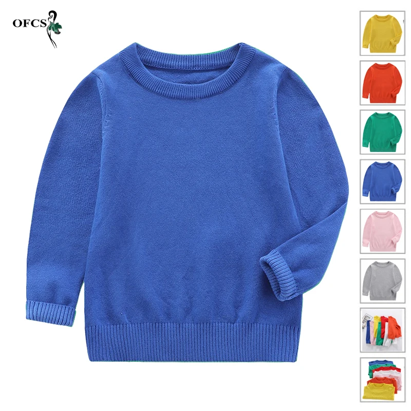 Розничная продажа Свитера для девочек и мальчиков Хлопковый вязаный джемпер