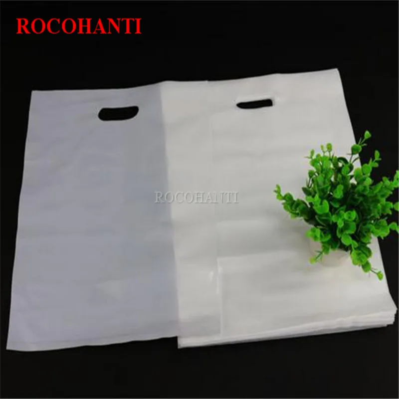 

100x Custom Logo Printed Plastic Shopping Bag T-Shirt Bag Customized Die Cut Handle Retail Packaging Plastic Carrier Gift Bags