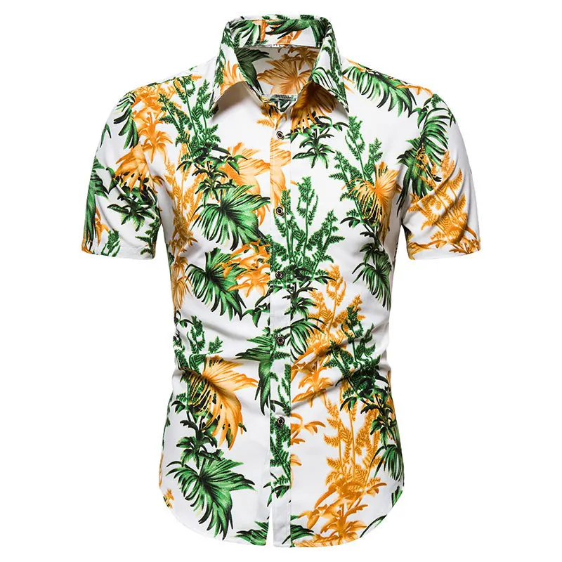 

Hawaiian Shirt Men's Summer Casual Short Sleeve Shirt Top Blouse Vacation Men Clothing Hawaiian Style Shirts Camisa Masculina