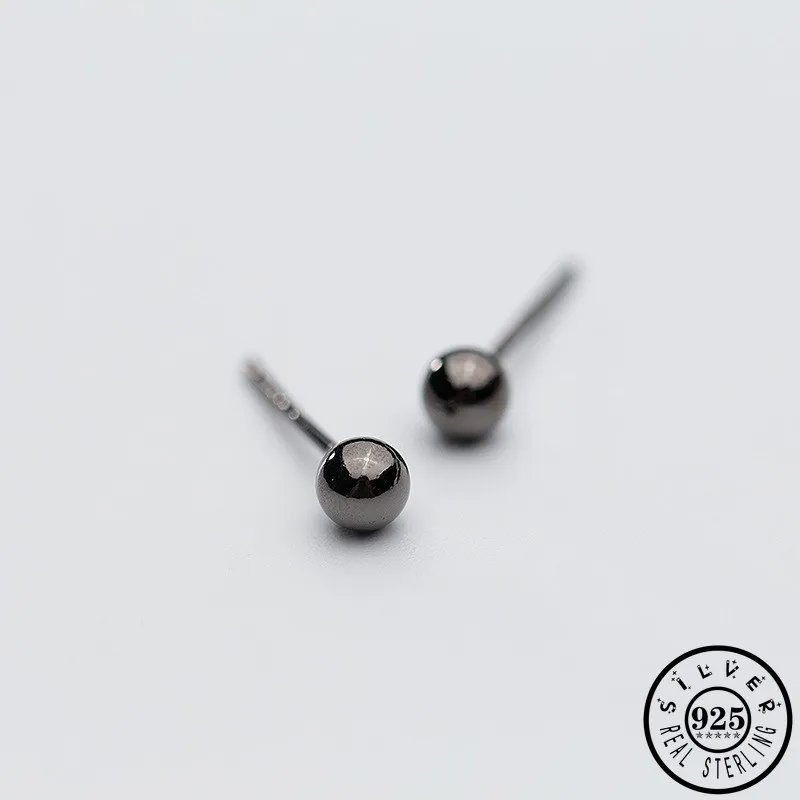 Мужские 925 стерлингового серебра минималистские небольшие круглые шарики Форма