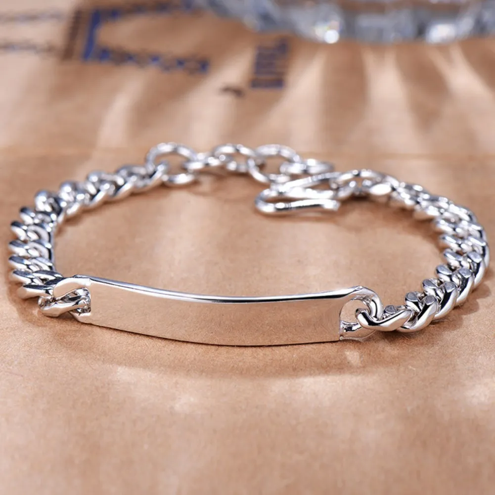 

2021 Silver Plated Bangle Charm Bracelet Simple Horsewhip Chain Design for Business Men Jewelry H060 Bracelets