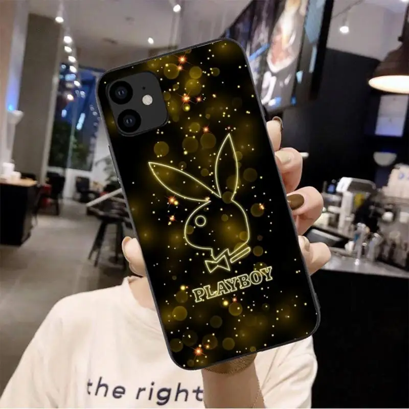 

0 Playboy Black Soft Phone Case For Iphone 6 6s 7 8 Plus XR X XS 11 12 Pro Mini Max