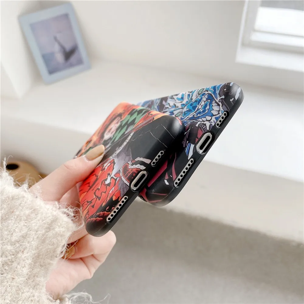 

For Iphone 11 Case Pro 12 Mini Se 7 8 Plus Xs Max Promax Etui Coque Demon Slayer Thin Section Anti Knock Protector Phone Cover