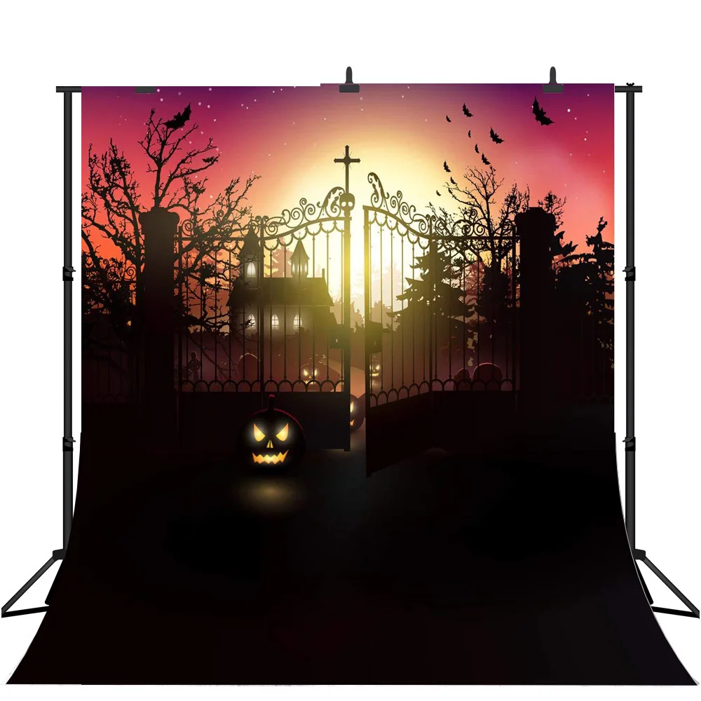 

Lyavshi бесшовный фон для фотографий Хэллоуин Тыква замок летучие мыши уличные лампы фон для фотостудии для фотосессии
