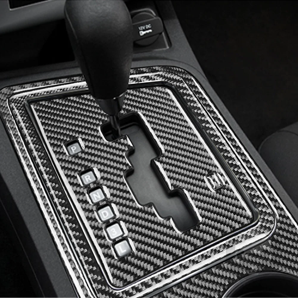 

4pc/set Genuine Real Carbon Fiber Car Gear Shift Cup Holder Panel Frame Trim Cover Decorative Sticker for Dodge Challenger 08-14