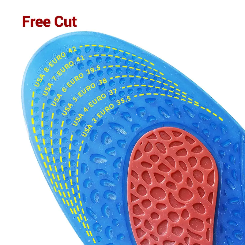 Silicone Gel Insoles Men Women Shoe Inserts Shock Absorbing Sports Insole Foot Care for Plantar Fasciitis Relieve Feet Pain Pad