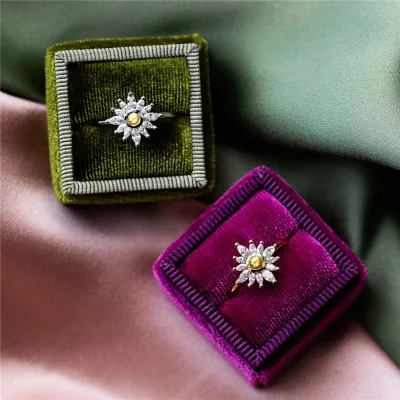 

New Snowflake Crystal Ring Metal Alloy Flower Women's Ring Wedding Party Gift