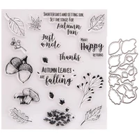 happy autumn leaves fun treestransparent clear silicone stamp and cutting dies set for diy scrapbookingphoto album decorative