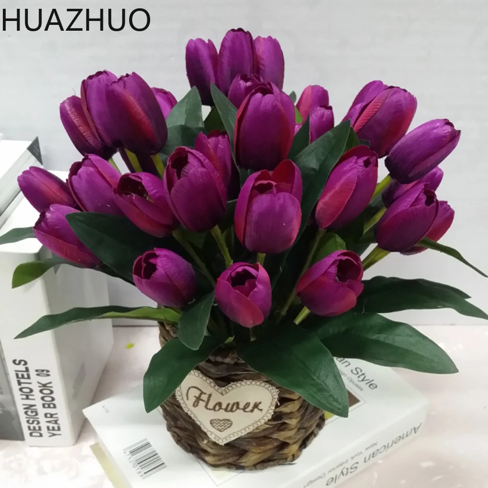 

Artificial 9 Heads Tulip Flowers Bouquet Real Touch Simulation Flowers House Decortive Plant for Home Wedding Party Decoration