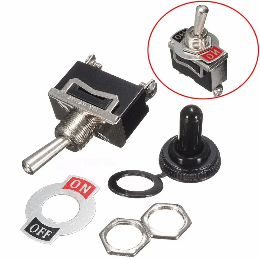 

Miniature On Off Small SPST Toggle Switch Heavy Duty with Waterproof Cover 12V 6 A/250 VAC 10 A/125VAC