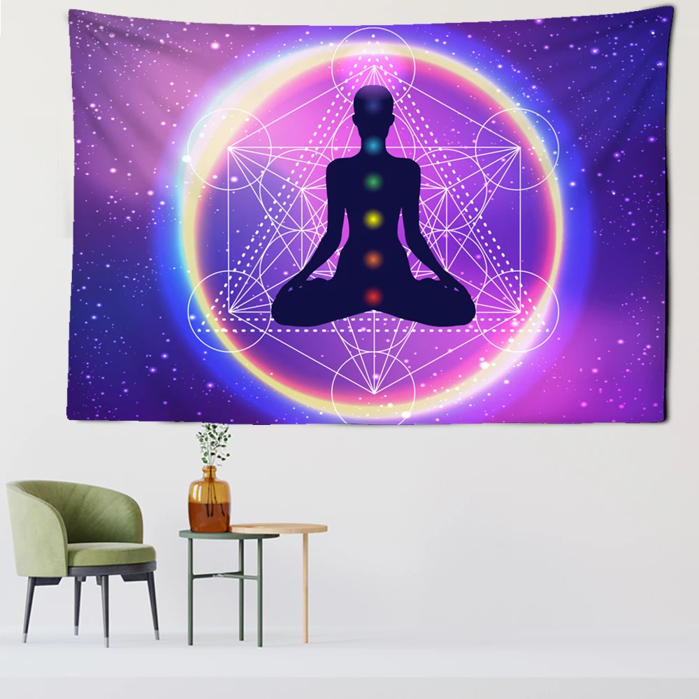 

Starry Night Galaxy Decor Psychedelic Tapestry Wall Hanging Indian Mandala Tapestry Hippie 7 Chakra Tapestries Boho Wall Cloth