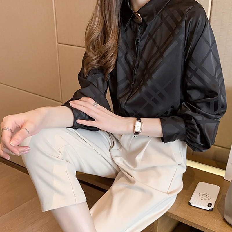 

GOOHOJIO 2020 Casual Office Lady Oversized Fashionable Shirts Women Loose Long Sleeve Women Shirt Autumn Vintage Blouses Women
